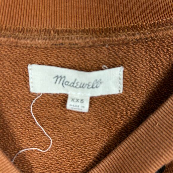 Madewell Pleat Sleeve Sweatshirt Top Leopard Dot Brown Black Cozy Womens Sz XXS - Picture 6 of 12